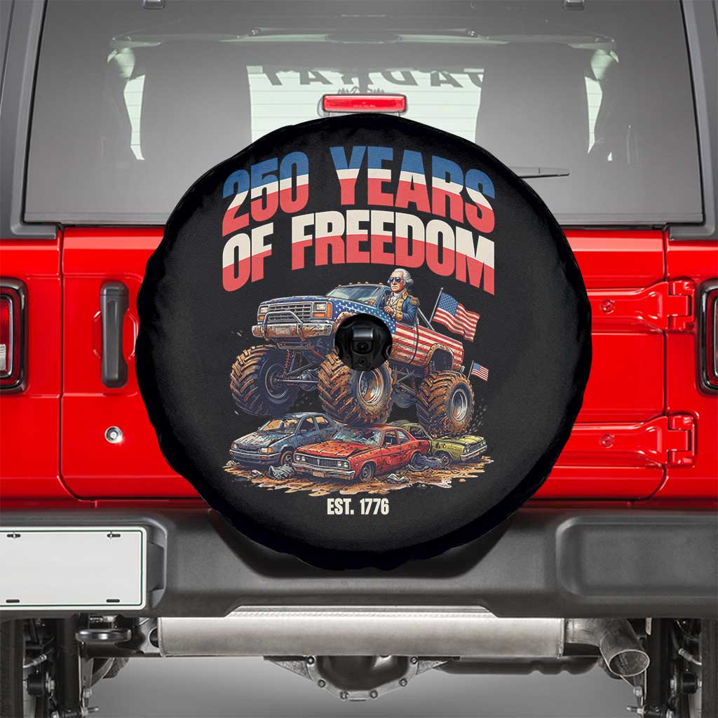 Funny George Washington Monster Truck Spare Tire Cover America 250th Anniversary TS12 Black Print Your Wear