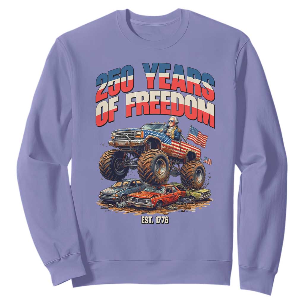 Funny George Washington Monster Truck Sweatshirt America 250th Anniversary TS12 Violet Print Your Wear