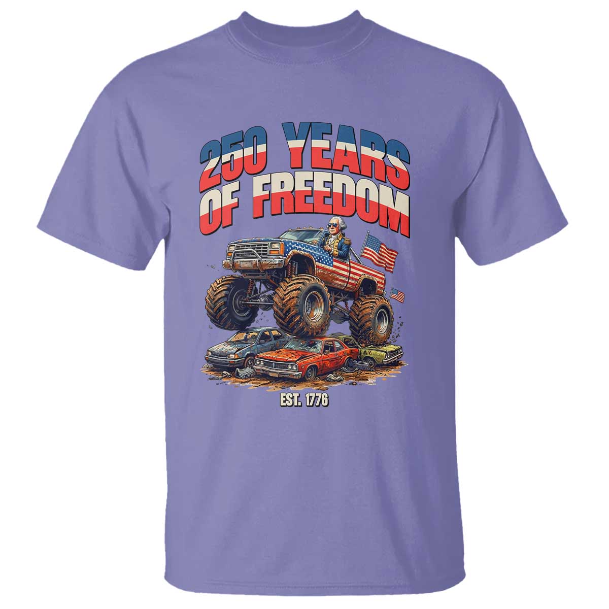 Funny George Washington Monster Truck T Shirt America 250th Anniversary TS12 Violet Print Your Wear