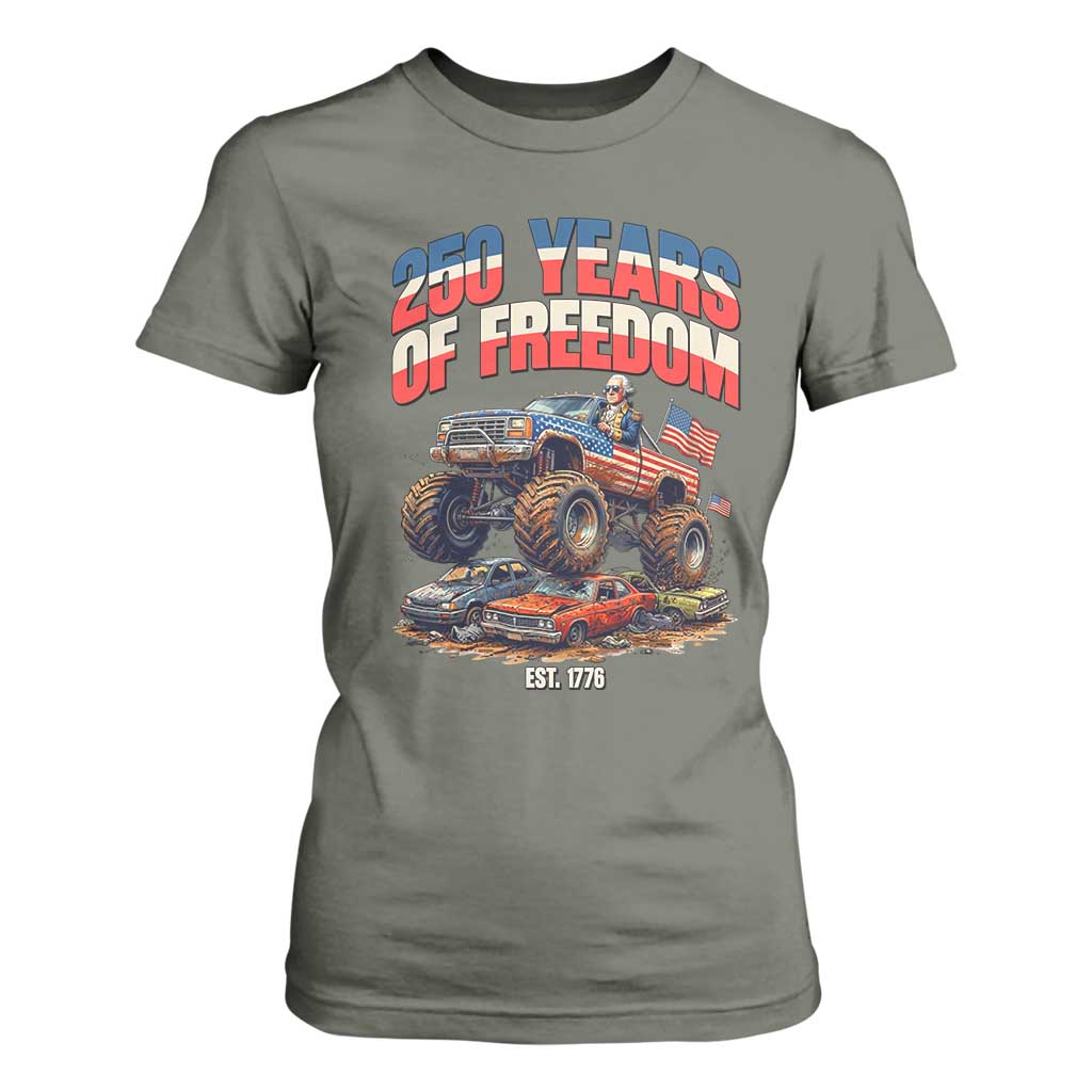 Funny George Washington Monster Truck T Shirt For Women America 250th Anniversary TS12 Military Green Print Your Wear