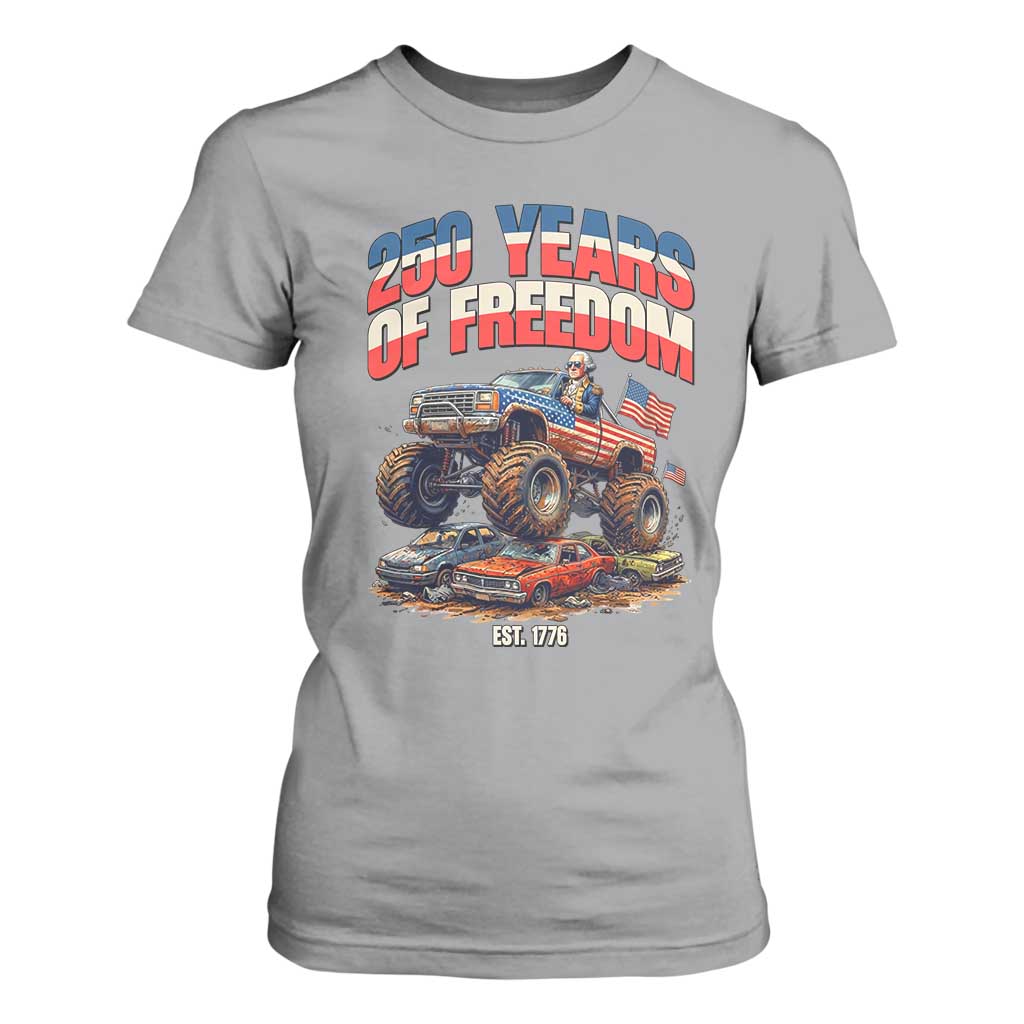 Funny George Washington Monster Truck T Shirt For Women America 250th Anniversary TS12 Sport Gray Print Your Wear
