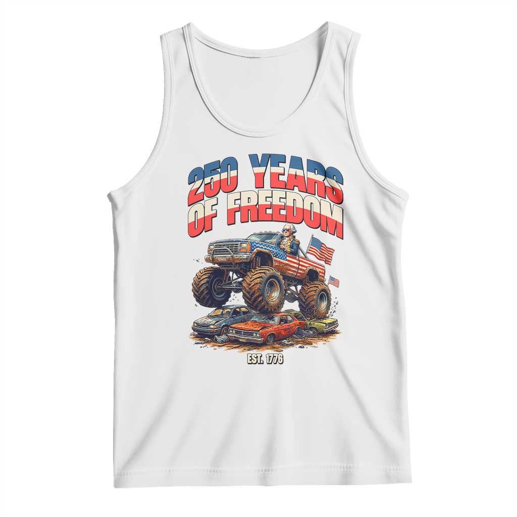 Funny George Washington Monster Truck Tank Top America 250th Anniversary TS12 White Print Your Wear