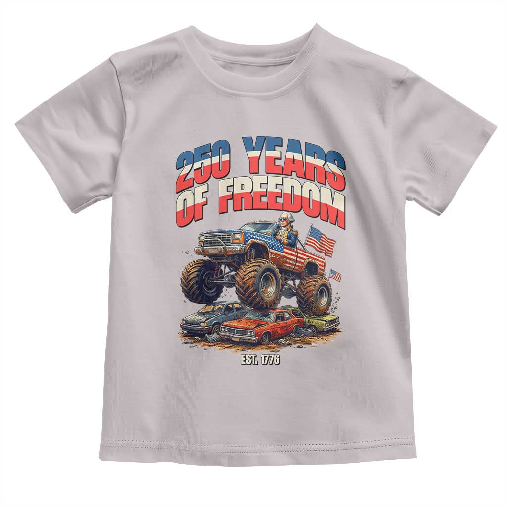 Funny George Washington Monster Truck Toddler T Shirt America 250th Anniversary TS12 Ice Gray Print Your Wear