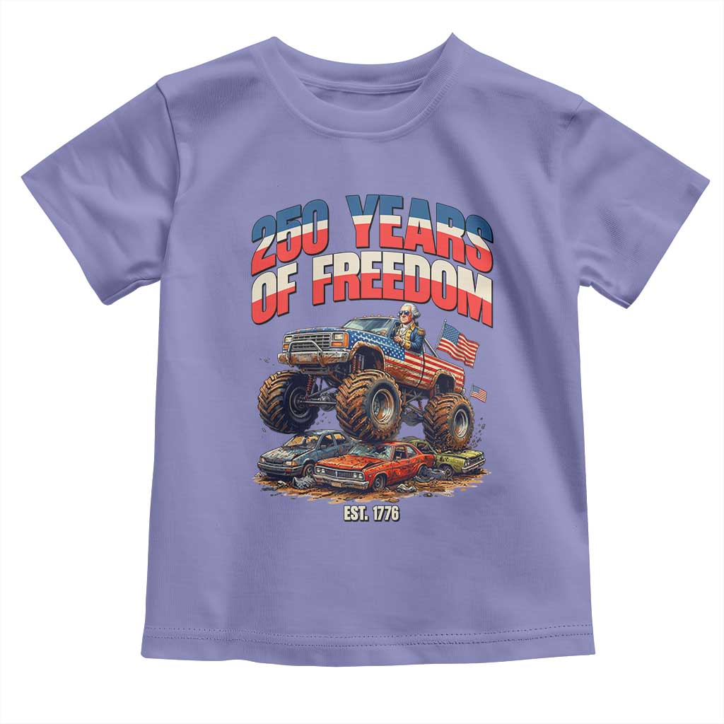 Funny George Washington Monster Truck Toddler T Shirt America 250th Anniversary TS12 Violet Print Your Wear