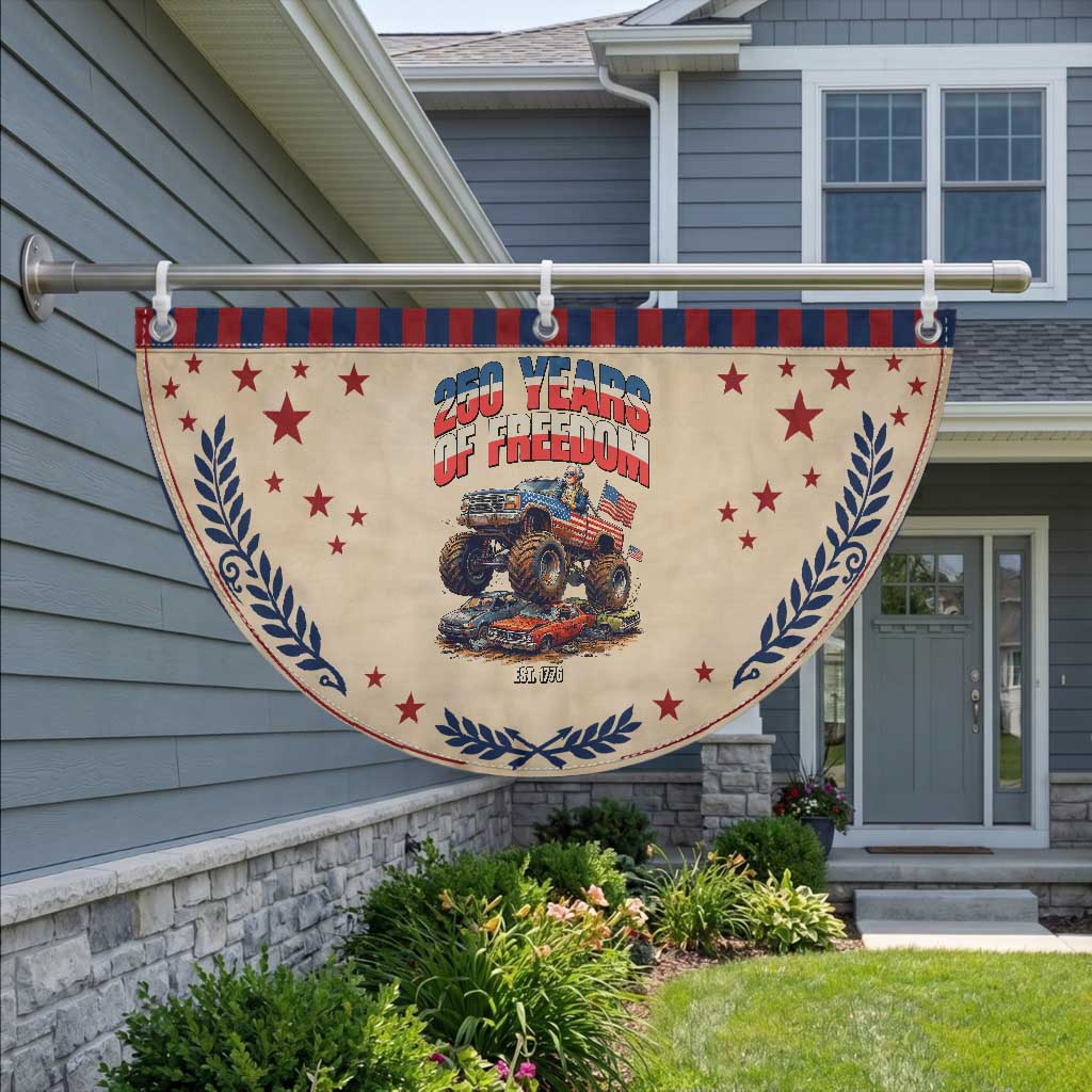 Funny George Washington Monster Truck Patriotic Fan Flag USA 250th Anniversary