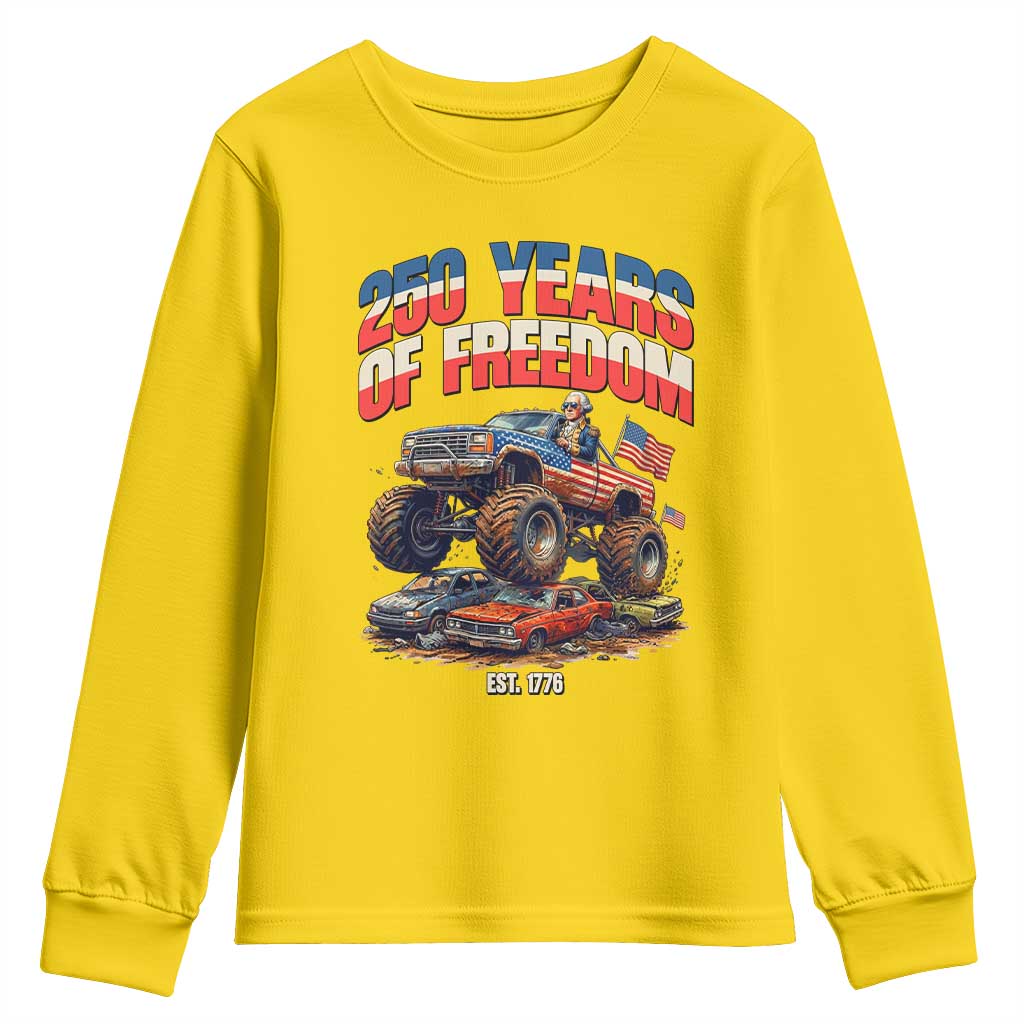Funny George Washington Monster Truck Youth Sweatshirt America 250th Anniversary TS12 Daisy Print Your Wear