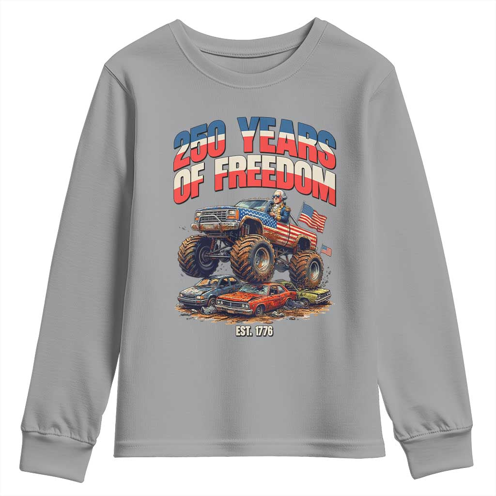 Funny George Washington Monster Truck Youth Sweatshirt America 250th Anniversary TS12 Sport Gray Print Your Wear
