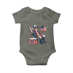 Proud American George Washington Patriotic Baby Onesie TS12 Military Green Print Your Wear