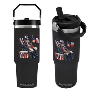 Proud American George Washington Patriotic Flip Straw Tumbler TS12 One Size: 30 oz Black Print Your Wear