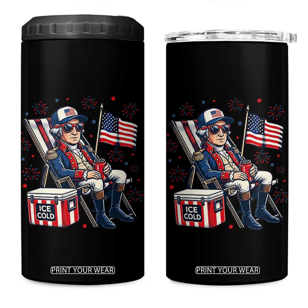 Proud American George Washington Patriotic 4 in 1 Can Cooler Tumbler TS12 One Size: 16 oz Black Print Your Wear