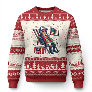 Proud American George Washington Patriotic Ugly Christmas Sweater TS12 Beige Red Print Your Wear