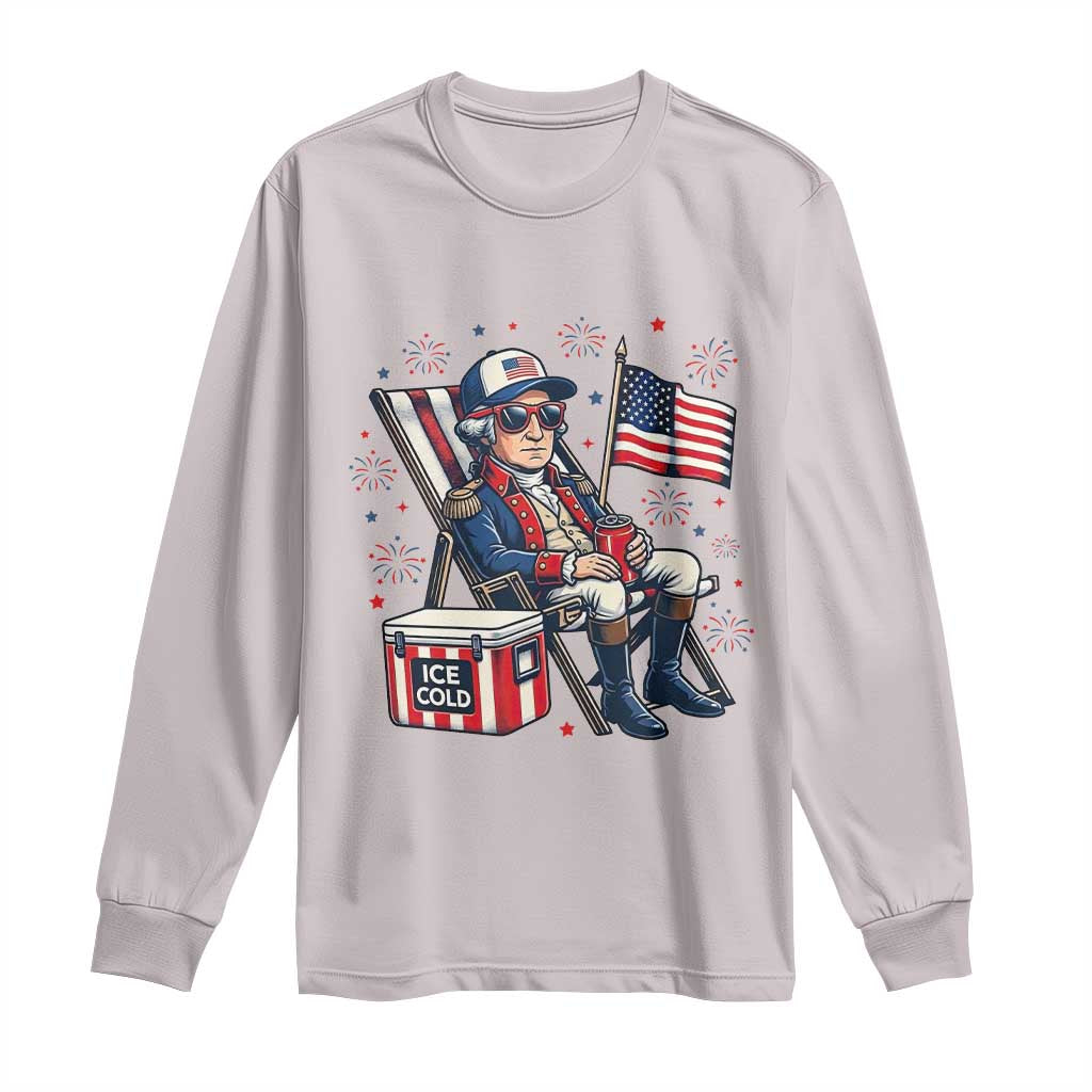 Proud American George Washington Patriotic Long Sleeve Shirt TS12 Ice Gray Print Your Wear