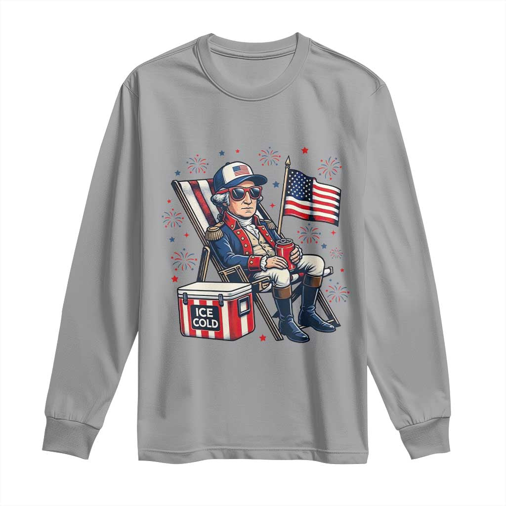 Proud American George Washington Patriotic Long Sleeve Shirt TS12 Sport Gray Print Your Wear