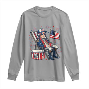 Proud American George Washington Patriotic Long Sleeve Shirt TS12 Sport Gray Print Your Wear