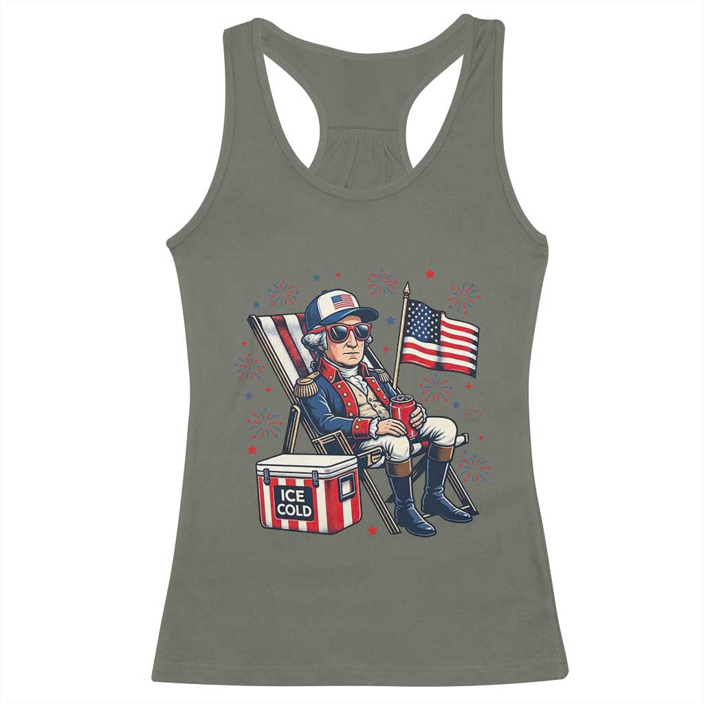 Proud American George Washington Patriotic Racerback Tank Top TS12 Military Green Print Your Wear