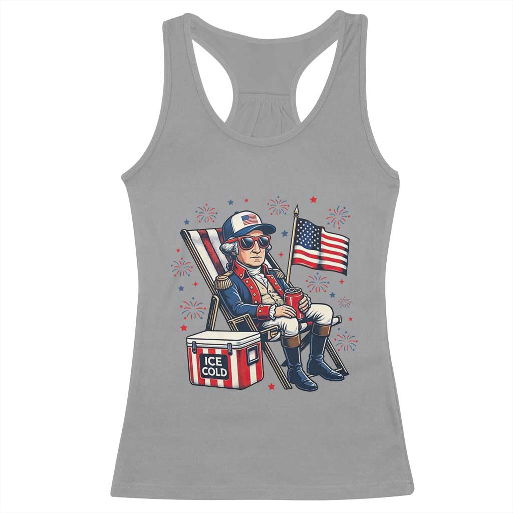Proud American George Washington Patriotic Racerback Tank Top TS12 Sport Gray Print Your Wear