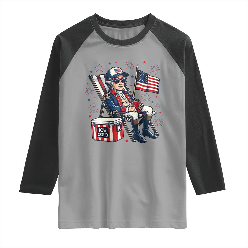 Proud American George Washington Patriotic Raglan Shirt TS12 Sport Gray Black Print Your Wear