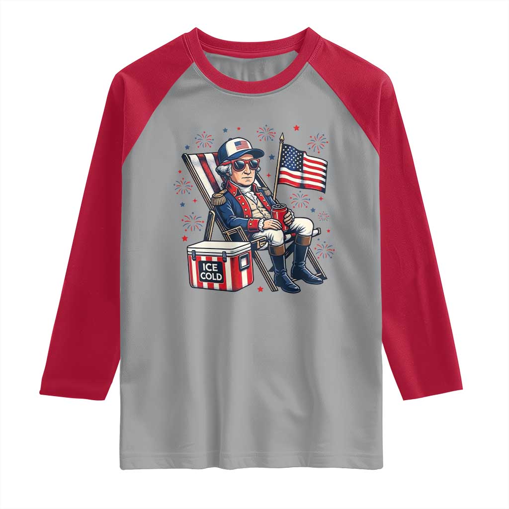Proud American George Washington Patriotic Raglan Shirt TS12 Sport Gray Red Print Your Wear