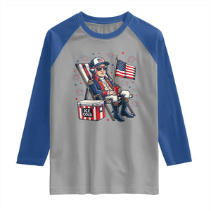 Proud American George Washington Patriotic Raglan Shirt TS12 Sport Gray Royal Print Your Wear
