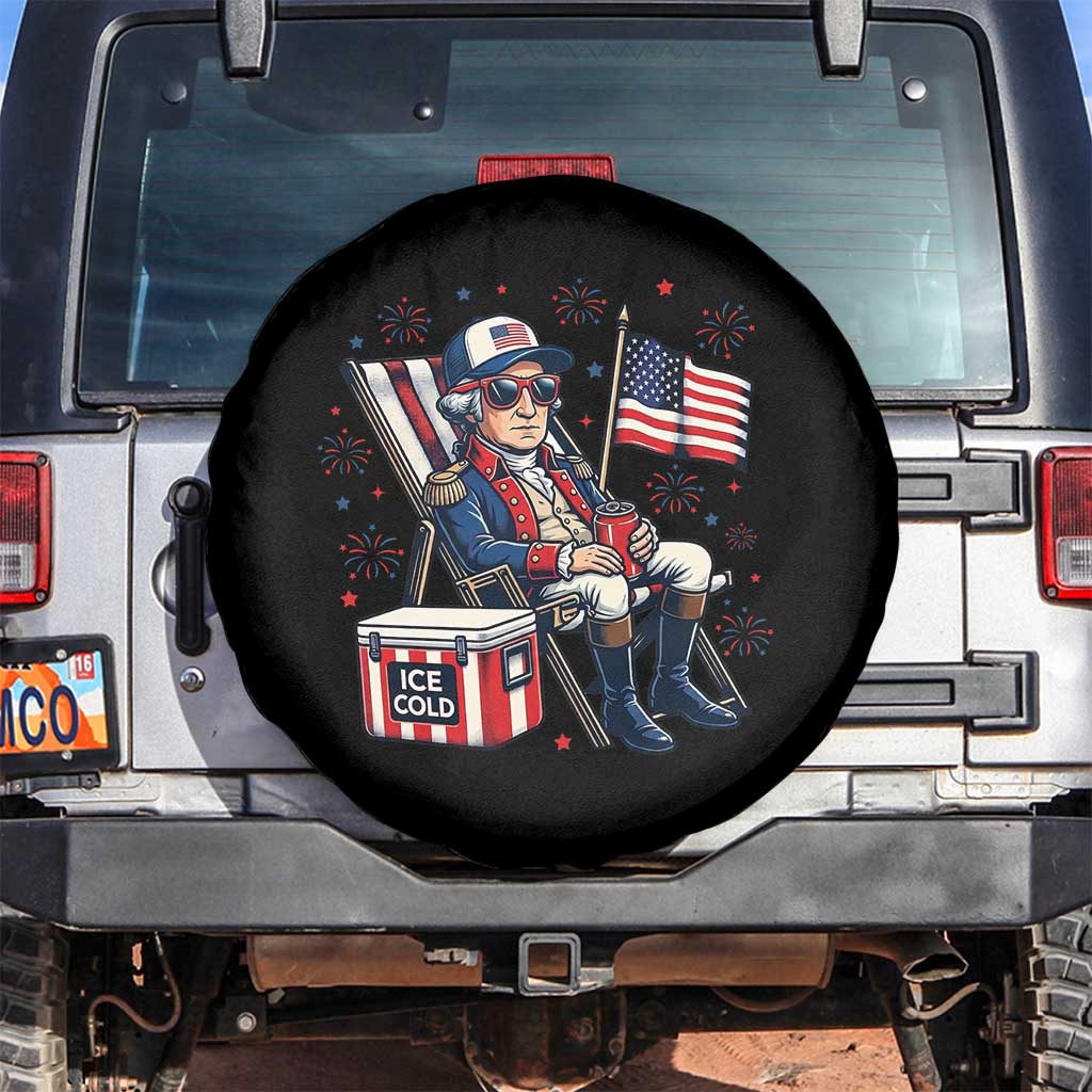 Proud American George Washington Patriotic Spare Tire Cover TS12 No hole Black Print Your Wear