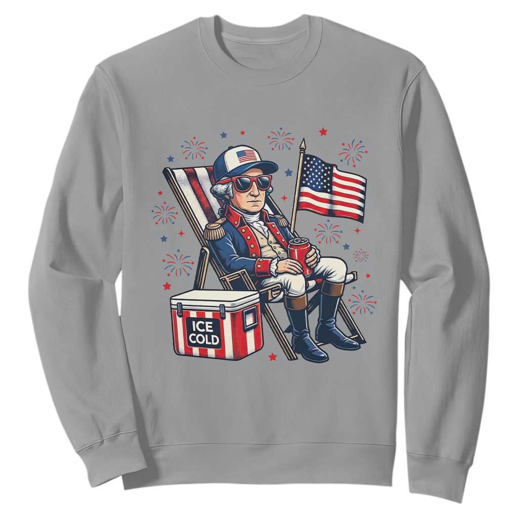 Proud American George Washington Patriotic Sweatshirt TS12 Sport Gray Print Your Wear