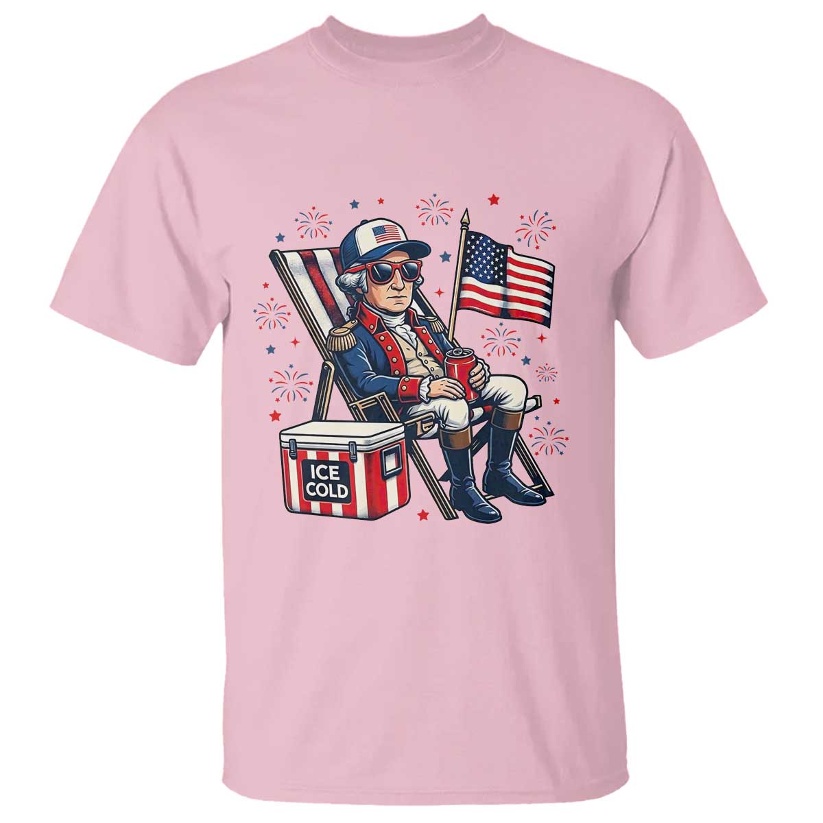 Proud American George Washington Patriotic T Shirt TS12 Light Pink Print Your Wear