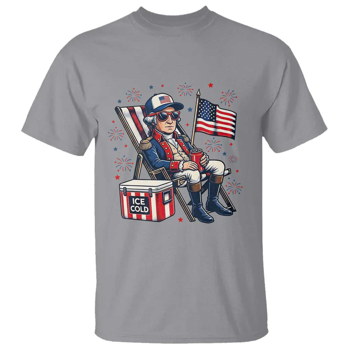 Proud American George Washington Patriotic T Shirt TS12 Sport Gray Print Your Wear