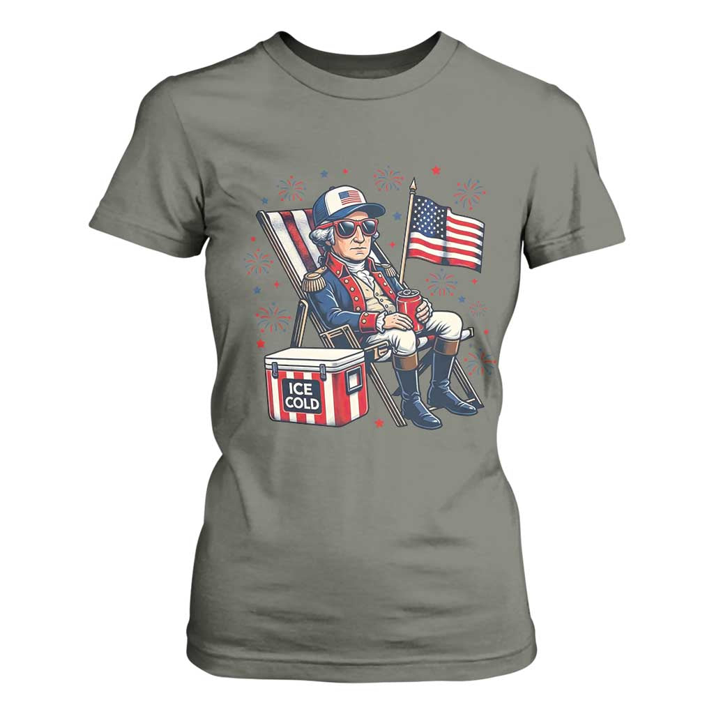 Proud American George Washington Patriotic T Shirt For Women TS12 Military Green Print Your Wear