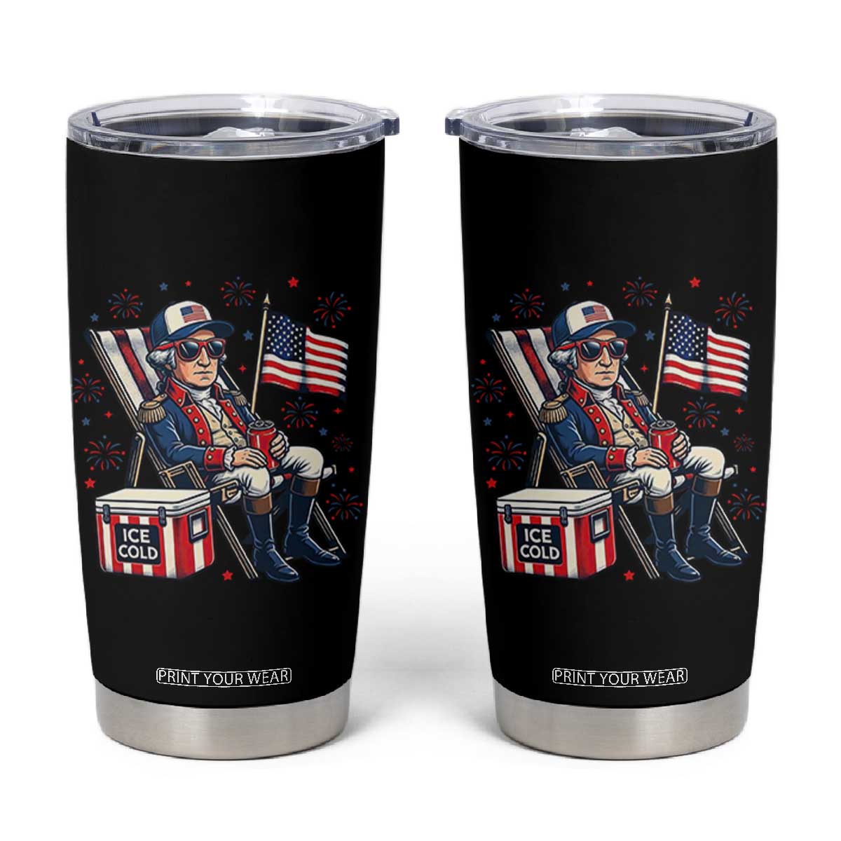 Proud American George Washington Patriotic Tumbler Cup TS12 Black Print Your Wear