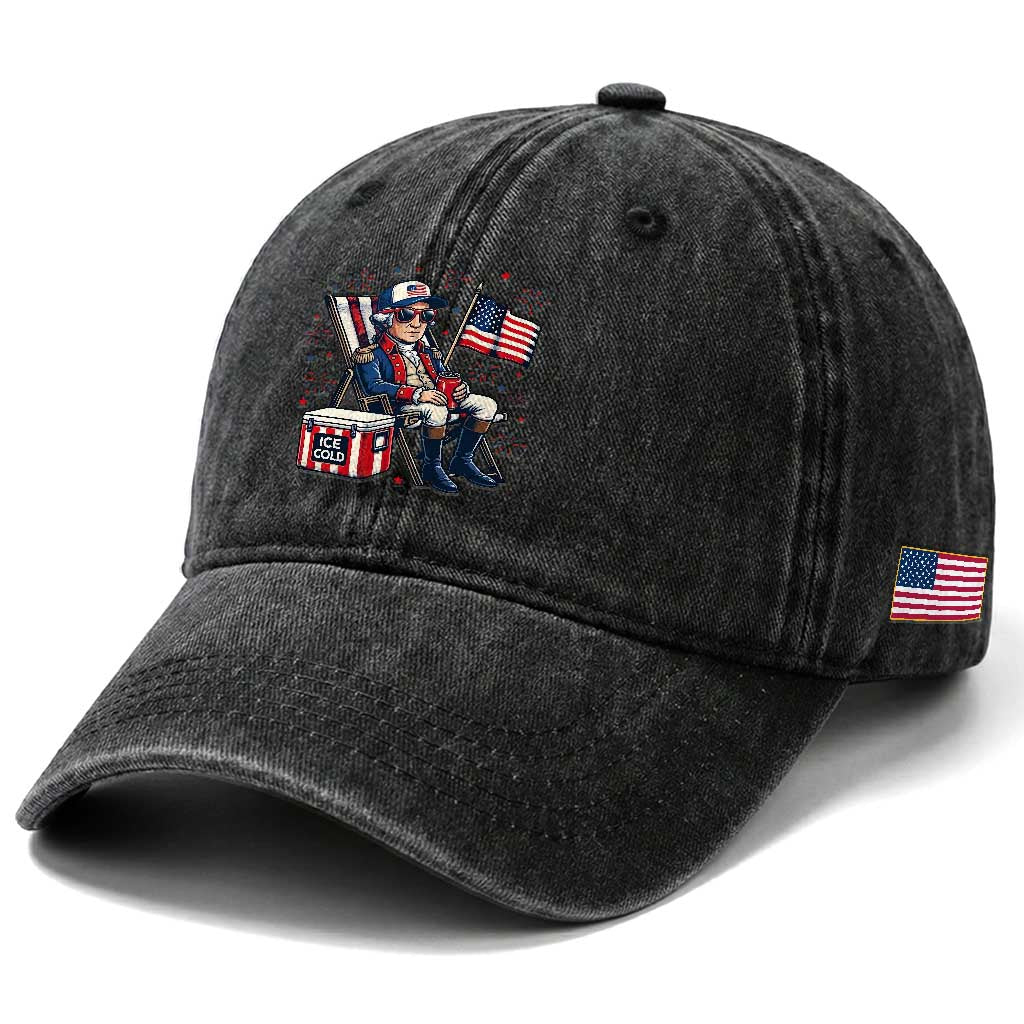 Proud American George Washington Patriotic Washed Cotton Baseball Cap TS12 Print Your Wear