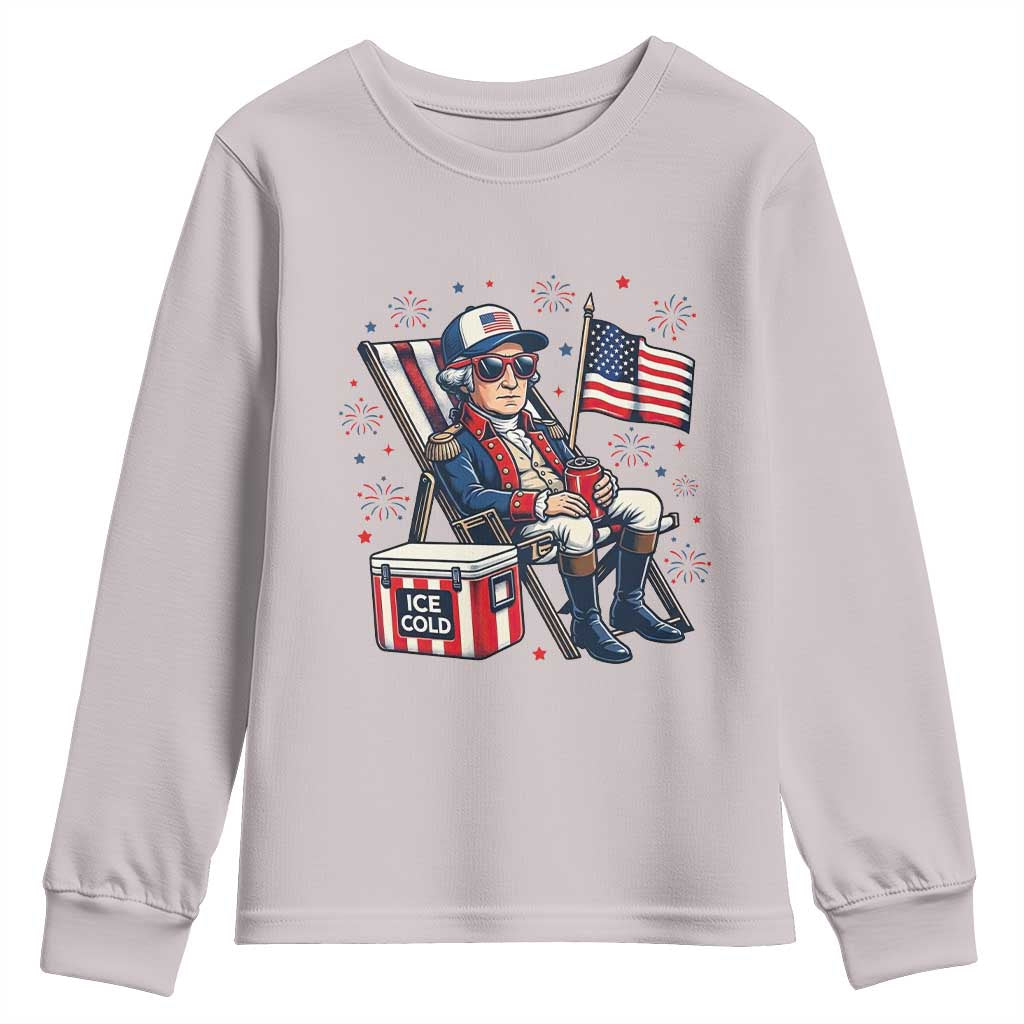 Proud American George Washington Patriotic Youth Sweatshirt TS12 Ice Gray Print Your Wear