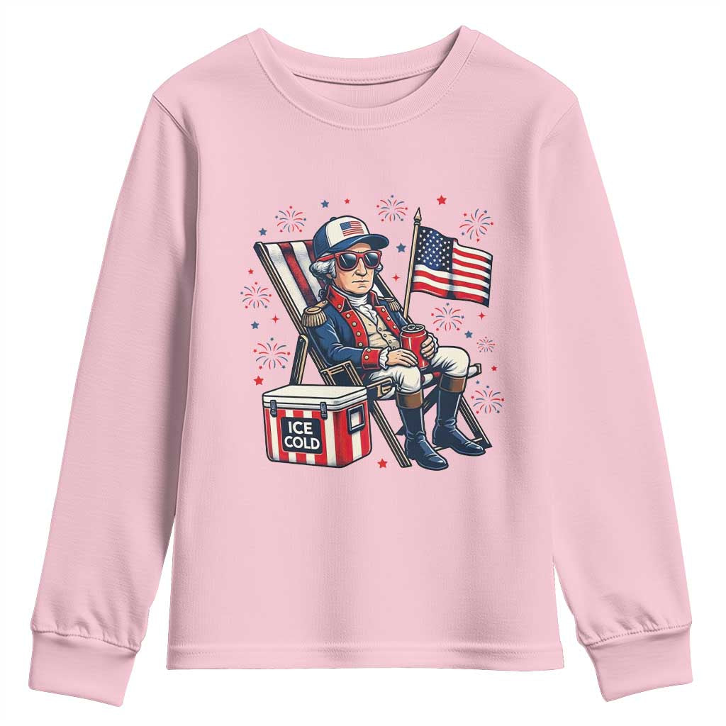Proud American George Washington Patriotic Youth Sweatshirt TS12 Light Pink Print Your Wear