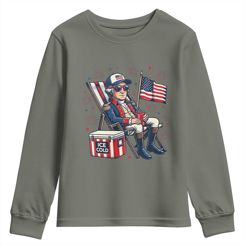 Proud American George Washington Patriotic Youth Sweatshirt TS12 Military Green Print Your Wear
