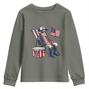 Proud American George Washington Patriotic Youth Sweatshirt TS12 Military Green Print Your Wear