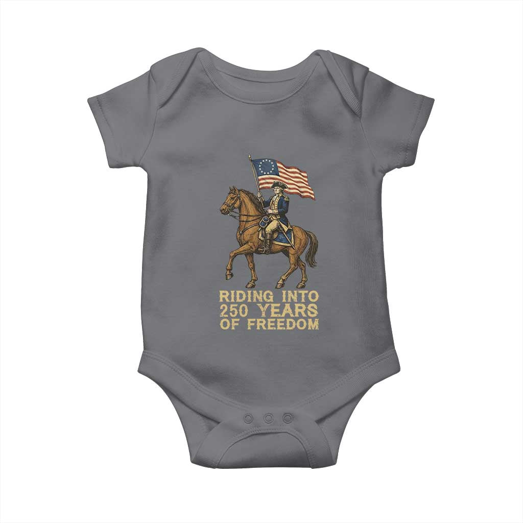 George Washington Baby Onesie Riding Into 250 Years Of Freedom TS12 Charcoal Print Your Wear