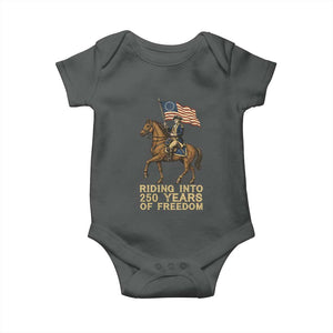 George Washington Baby Onesie Riding Into 250 Years Of Freedom TS12 Dark Heather Print Your Wear