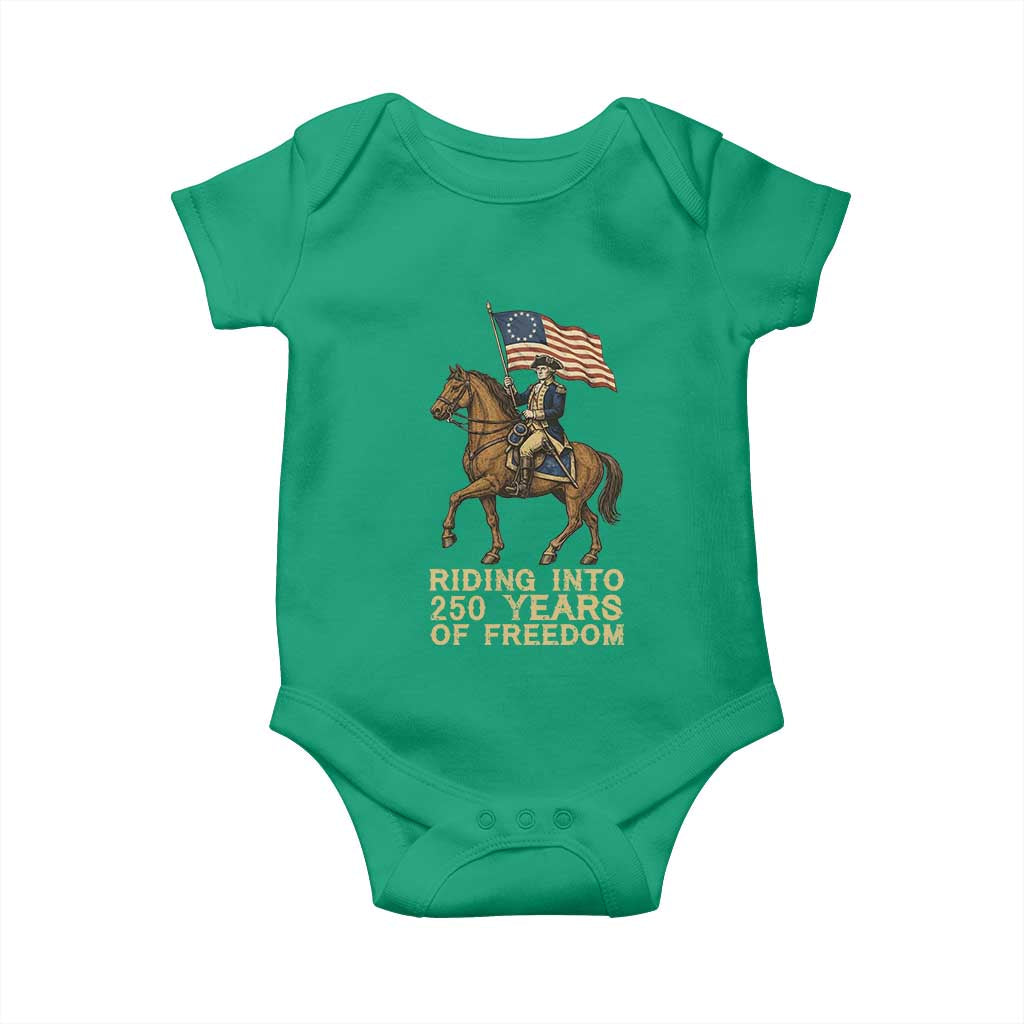 George Washington Baby Onesie Riding Into 250 Years Of Freedom TS12 Irish Green Print Your Wear