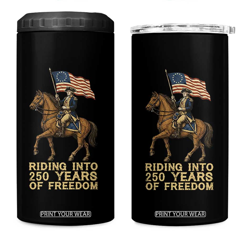 George Washington 4 in 1 Can Cooler Tumbler Riding Into 250 Years Of Freedom TS12 One Size: 16 oz Black Print Your Wear