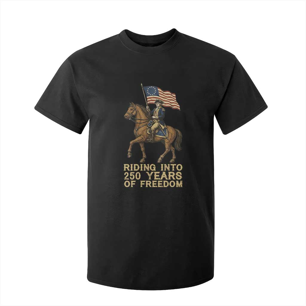 George Washington T Shirt For Kid Riding Into 250 Years Of Freedom TS12 Black Print Your Wear