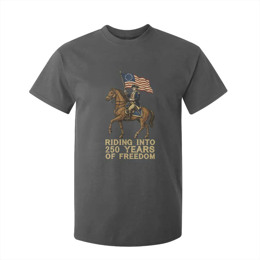 George Washington T Shirt For Kid Riding Into 250 Years Of Freedom TS12 Dark Heather Print Your Wear