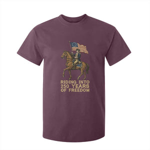 George Washington T Shirt For Kid Riding Into 250 Years Of Freedom TS12 Maroon Print Your Wear
