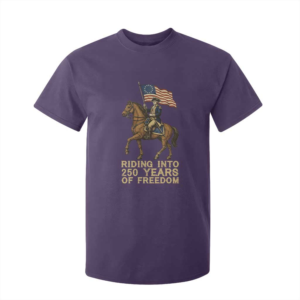 George Washington T Shirt For Kid Riding Into 250 Years Of Freedom TS12 Purple Print Your Wear