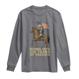George Washington Long Sleeve Shirt Riding Into 250 Years Of Freedom TS12 Charcoal Print Your Wear