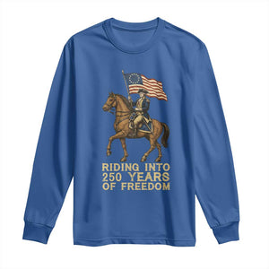 George Washington Long Sleeve Shirt Riding Into 250 Years Of Freedom TS12 Royal Blue Print Your Wear