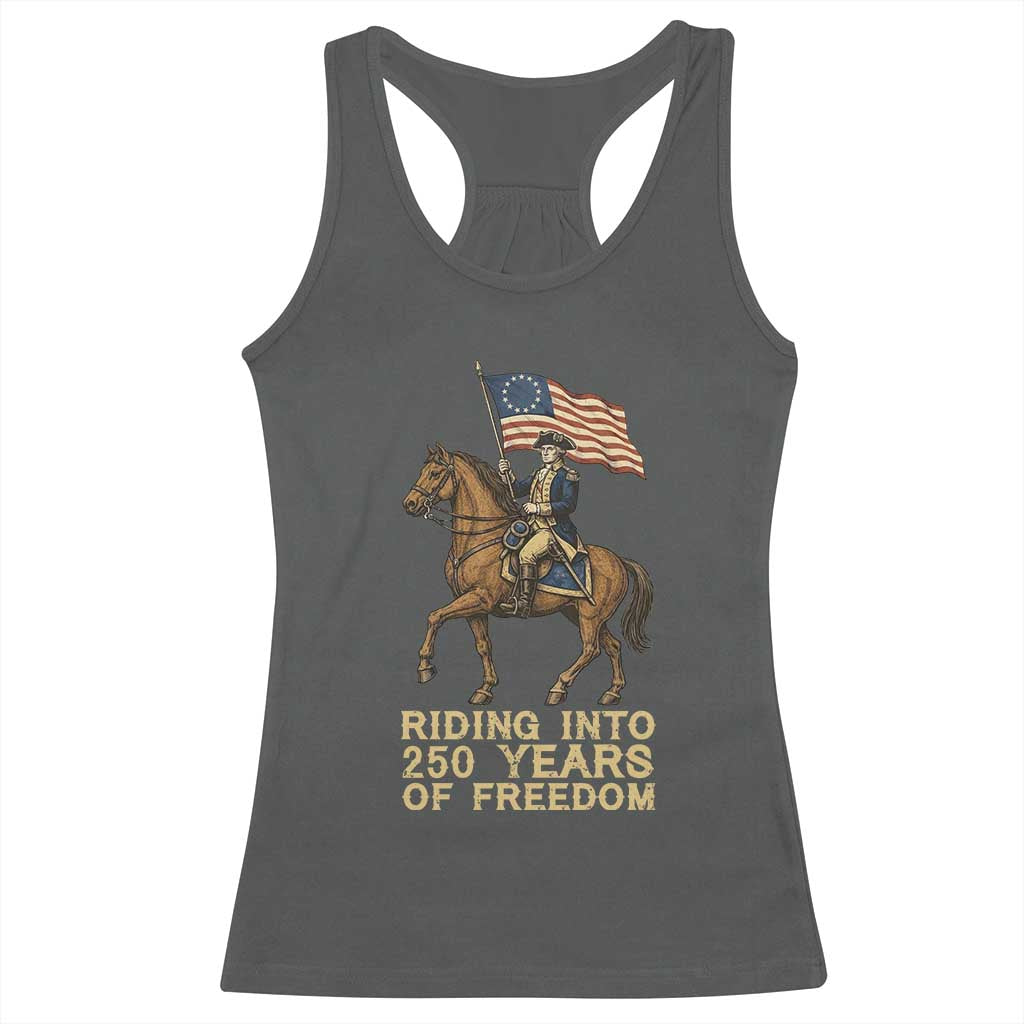 George Washington Racerback Tank Top Riding Into 250 Years Of Freedom TS12 Dark Heather Print Your Wear