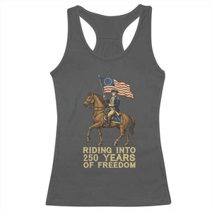 George Washington Racerback Tank Top Riding Into 250 Years Of Freedom TS12 Dark Heather Print Your Wear