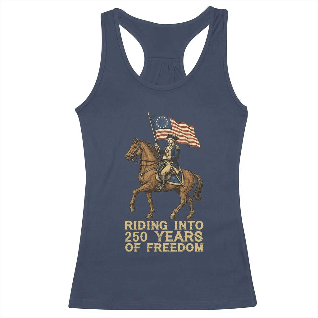 George Washington Racerback Tank Top Riding Into 250 Years Of Freedom TS12 Navy Print Your Wear