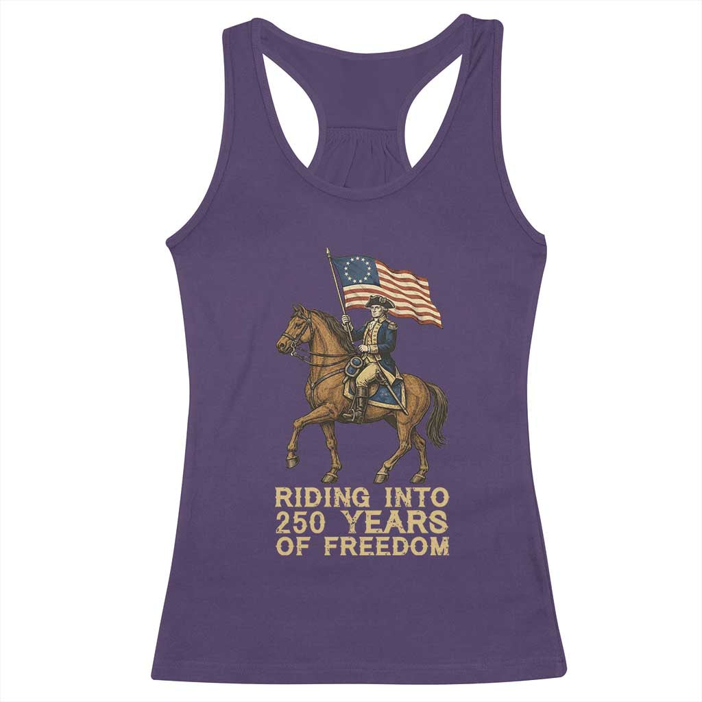 George Washington Racerback Tank Top Riding Into 250 Years Of Freedom TS12 Purple Print Your Wear