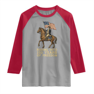 George Washington Raglan Shirt Riding Into 250 Years Of Freedom TS12 Sport Gray Red Print Your Wear