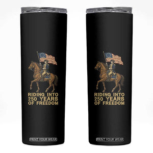George Washington Skinny Tumbler Riding Into 250 Years Of Freedom TS12 Black Print Your Wear